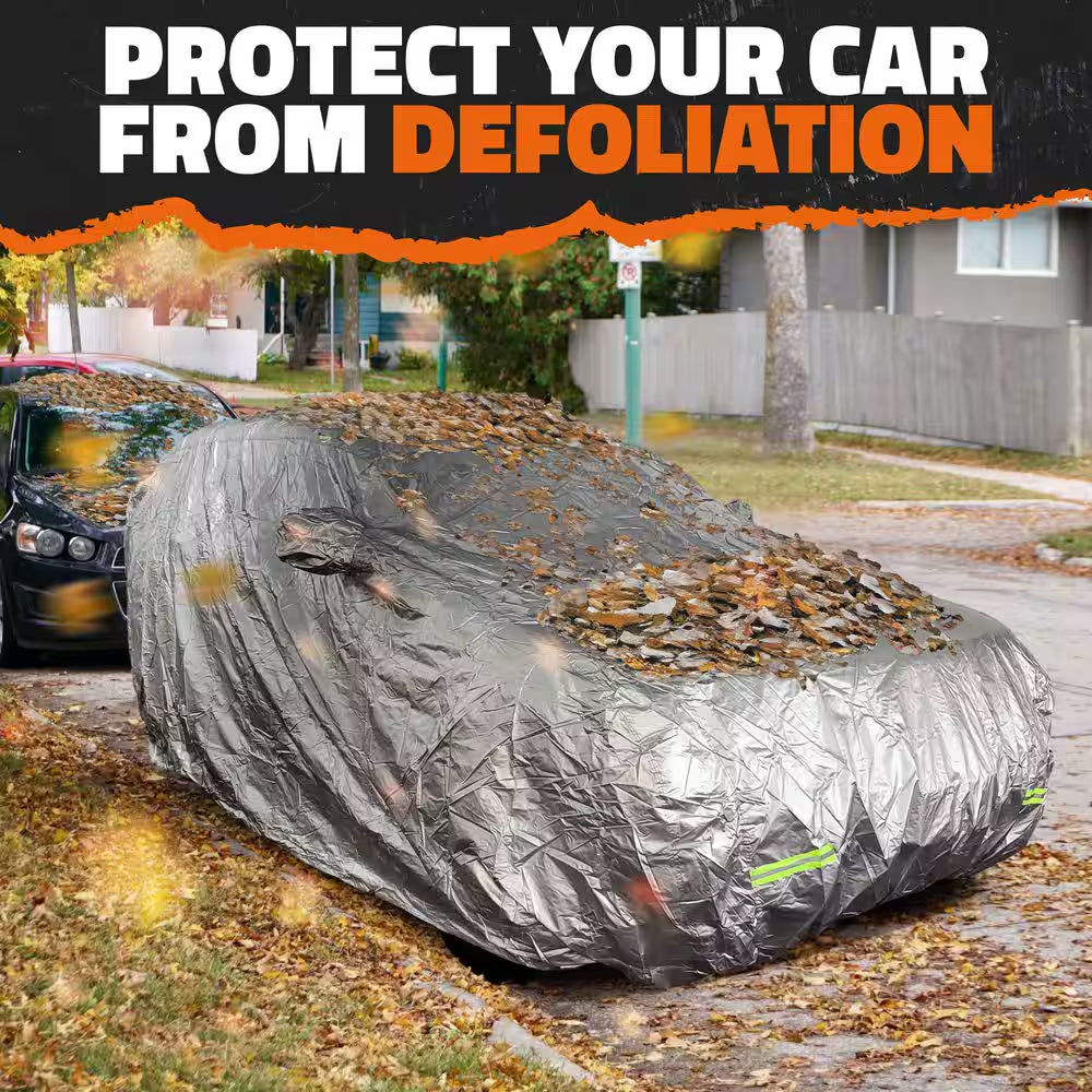 190 In. X 75 In. X 60 In. Water Resistant Car Cover with Zipper Opening - 190T Silver Polyester-Medium Sedan
