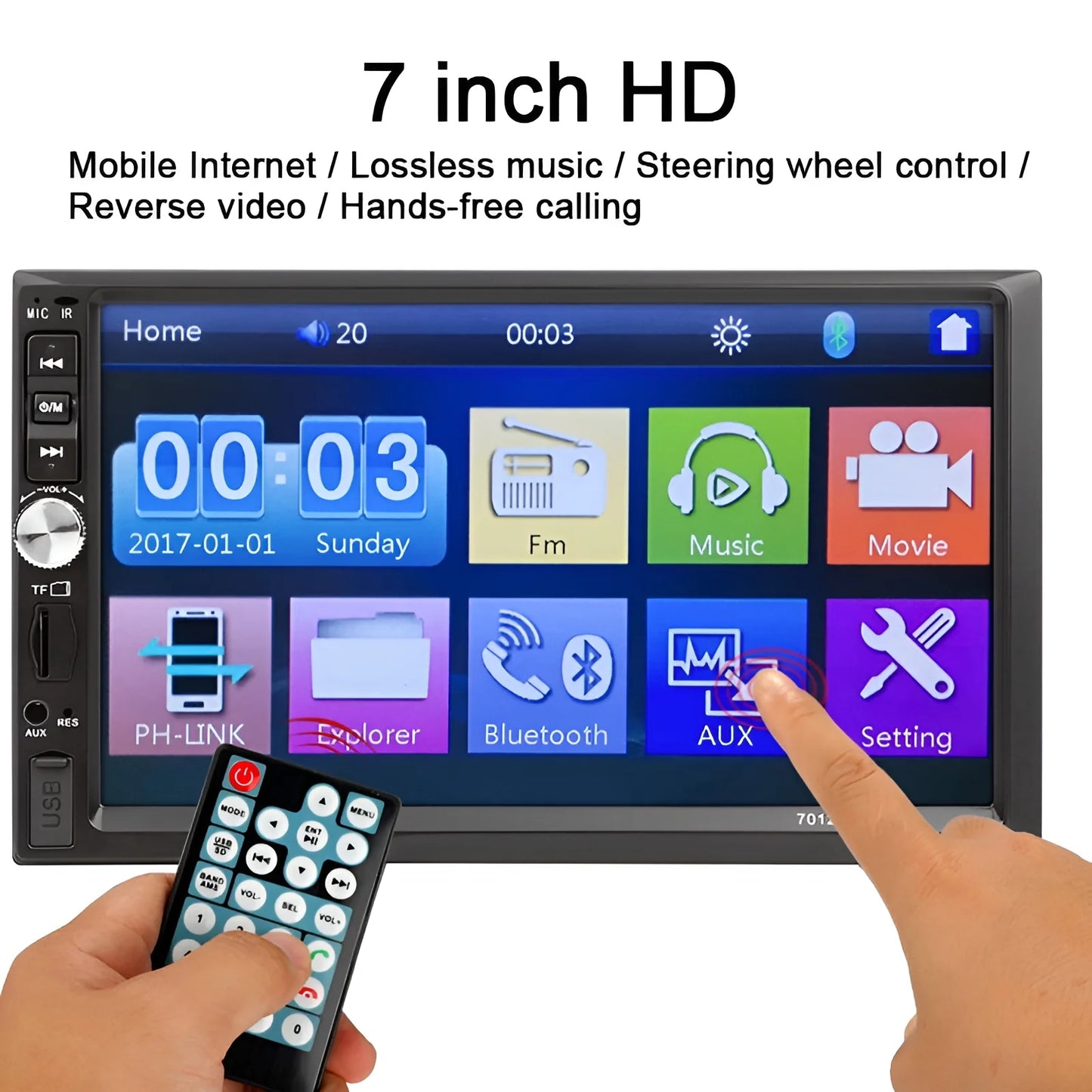 Double Din Car Stereo Car Audio Car Radio Player 7-Inch HD Touch Screen with Multimedia