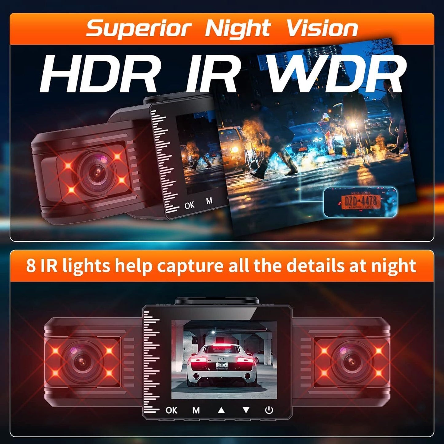 Pro Dash Cam Delantero Trasero 3 Canales Camara Coche Protege Robo Accidente