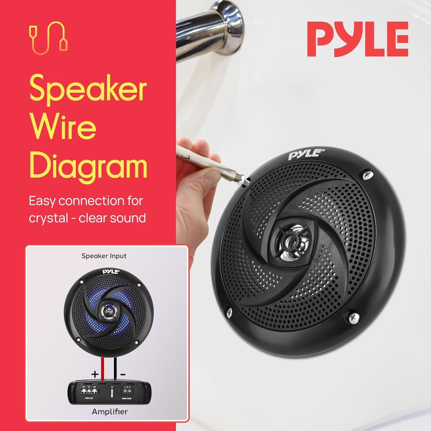 PLMRS43BL 4" Waterproof Low Profile Marine Speakers, Black (2 Pack)