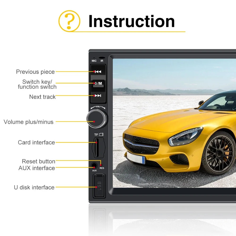 Double Din Car Stereo Car Audio Car Radio Player 7-Inch HD Touch Screen with Multimedia