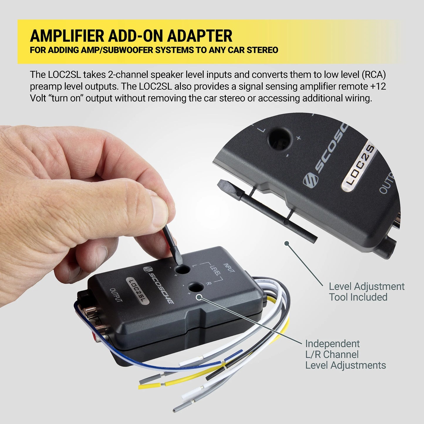 LOC2SL-WM1SD Line Output Converter W/ Remote Control Knob RCA Converter Quality Sound Car Audio