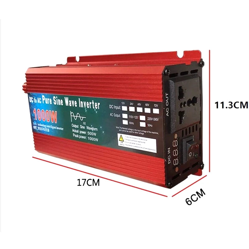 Pure Sine Wave Inverter DC 12V/24V to AC 110V/220V 1000W 1600W 2000W 3000W Portable Power Bank Converter Solar Inverter