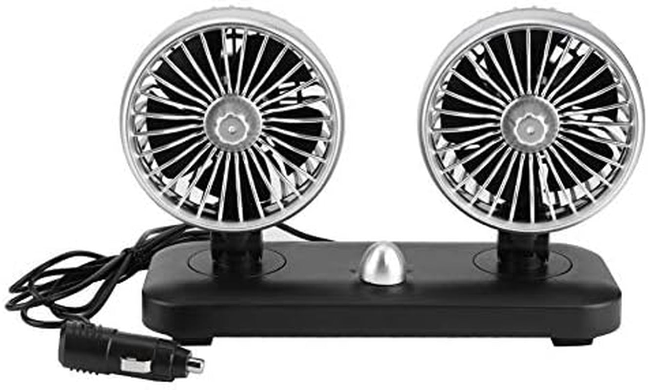 Car Fan Electric Car Fan 2 Speed Dual Head Auto Fan Cooling Air Circulator Auto Air Conditioner Portable Seat Cooling Low Noise Portable Air Cooling (12V/24V)