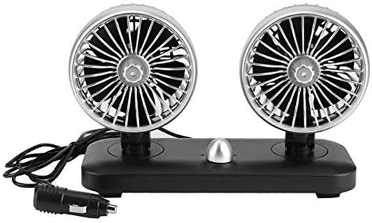 Car Fan Electric Car Fan 2 Speed Dual Head Auto Fan Cooling Air Circulator Auto Air Conditioner Portable Seat Cooling Low Noise Portable Air Cooling (12V/24V)