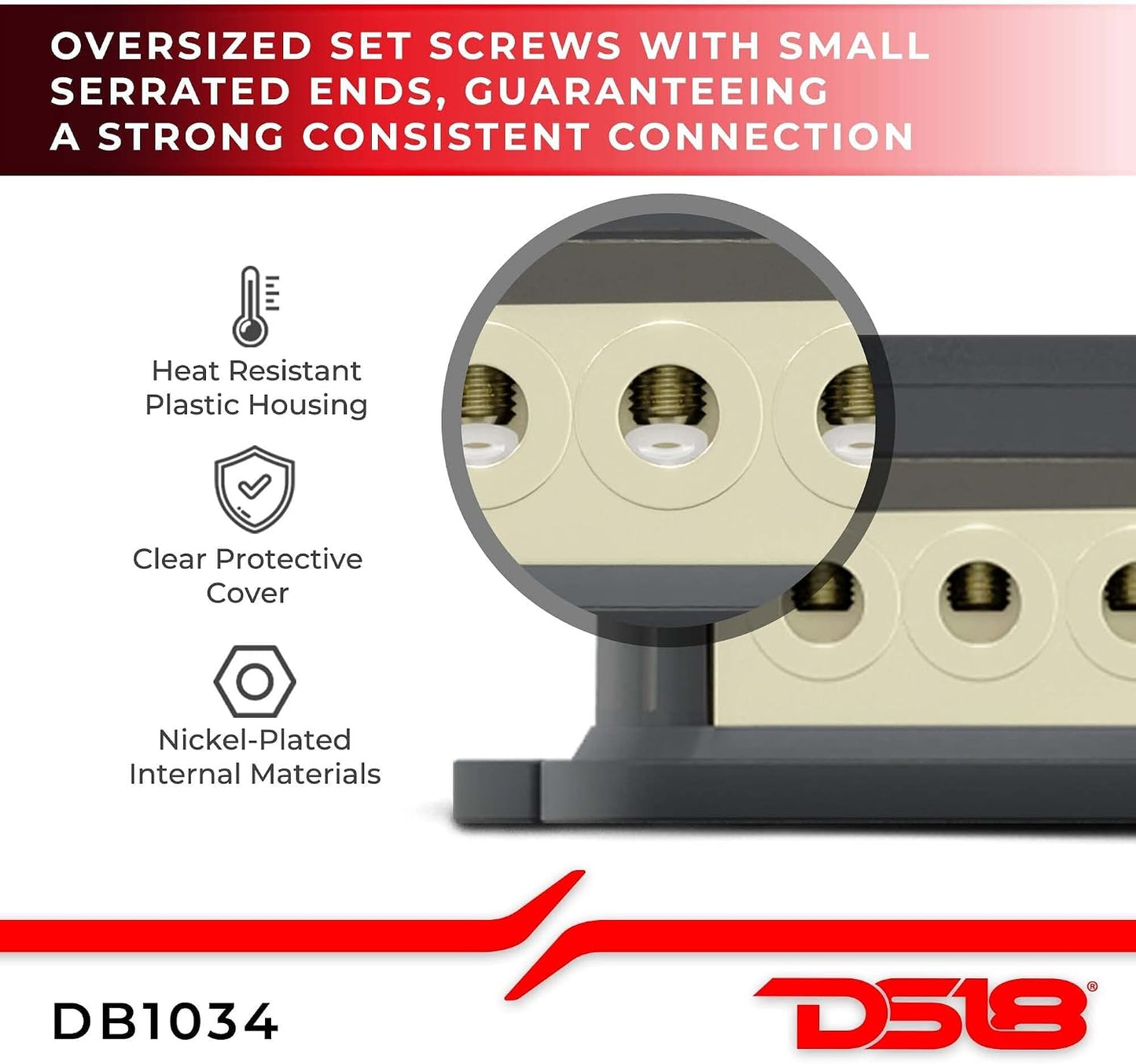 DB1034 Distribution Block 1X0-GA in 3X4-GA Out for Car Amplifiers