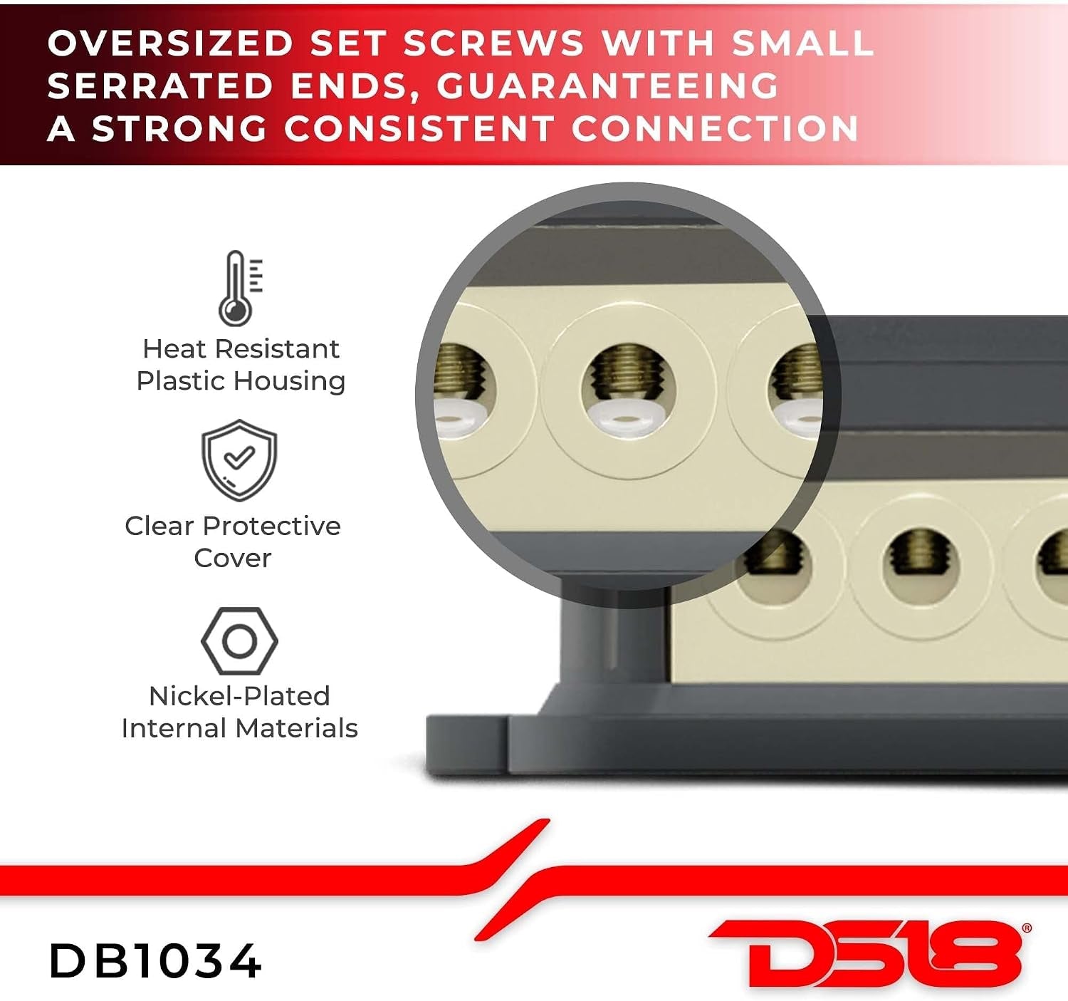 DB1034 Distribution Block 1X0-GA in 3X4-GA Out for Car Amplifiers
