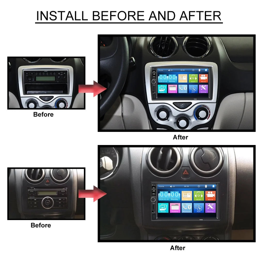 Double Din Car Stereo Car Audio Car Radio Player 7-Inch HD Touch Screen with Multimedia