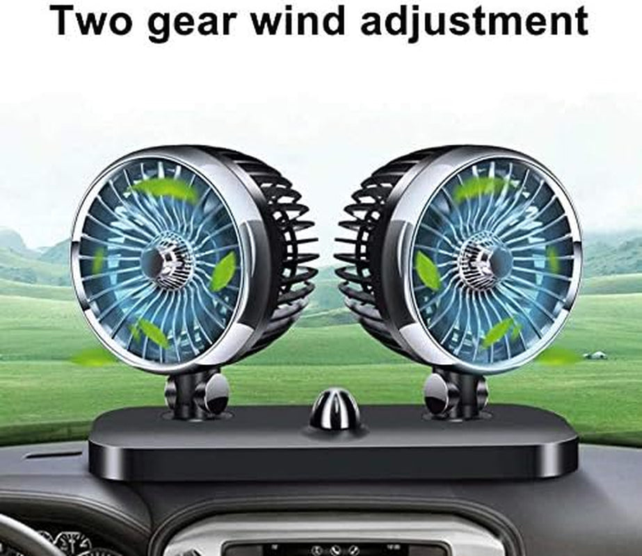 Car Fan Electric Car Fan 2 Speed Dual Head Auto Fan Cooling Air Circulator Auto Air Conditioner Portable Seat Cooling Low Noise Portable Air Cooling (12V/24V)