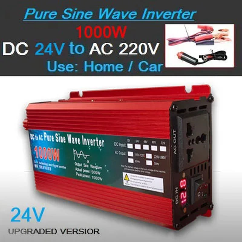 Pure Sine Wave Inverter DC 12V/24V to AC 110V/220V 1000W 1600W 2000W 3000W Portable Power Bank Converter Solar Inverter