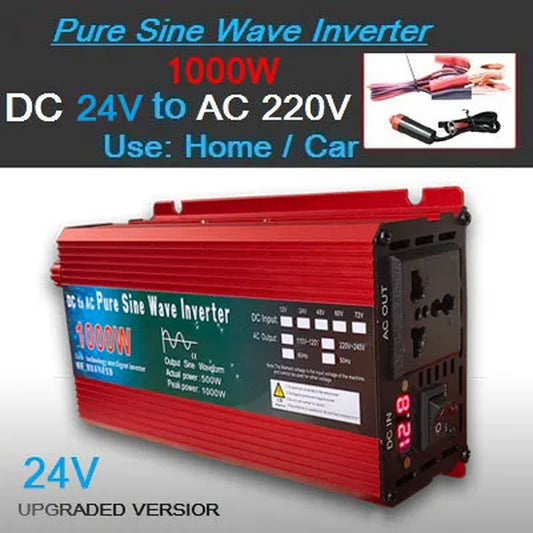 Pure Sine Wave Inverter DC 12V/24V to AC 110V/220V 1000W 1600W 2000W 3000W Portable Power Bank Converter Solar Inverter