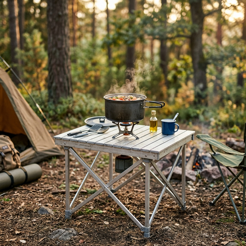 Folding Camping Grill Table lifestyle image